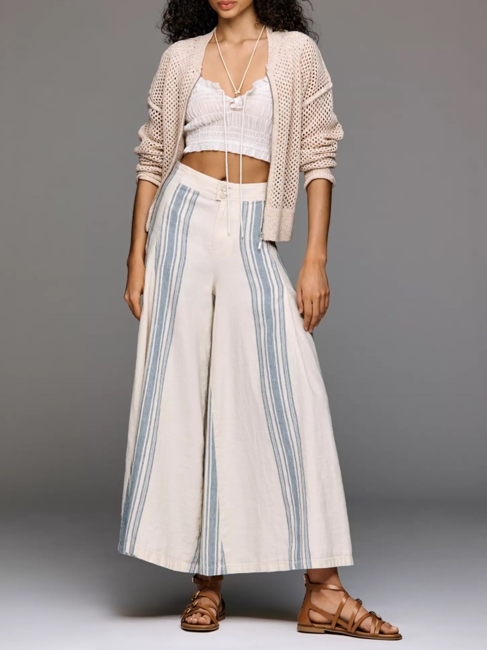 Anthropologie Pilcro Linen Cotton Linen Skirty Sailor Pants ULTRA WIDE LEG nwt